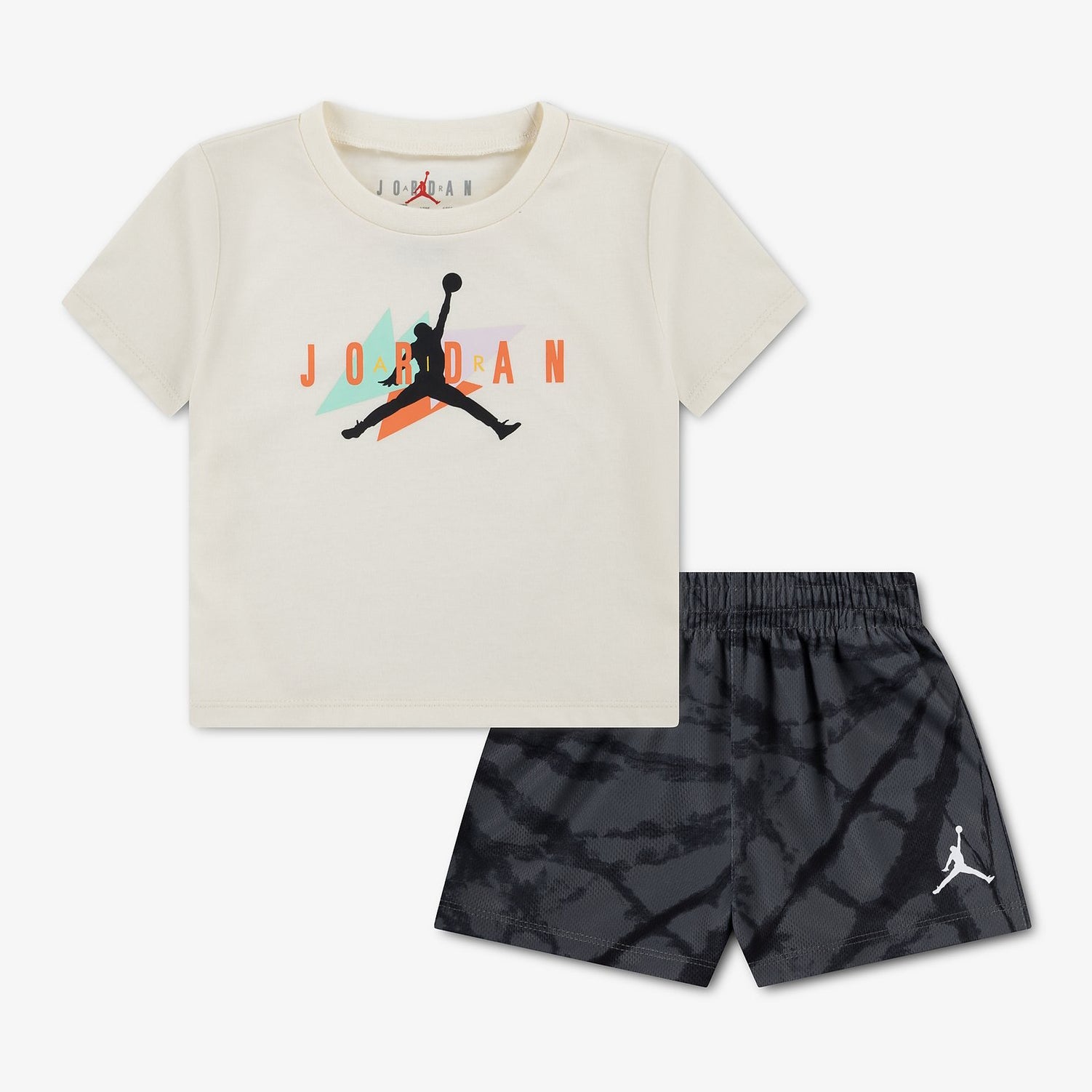 Jordan Set T-Shirt e Shorts Tie-dye Festival 65F787-GAE Iron Gray neonato`