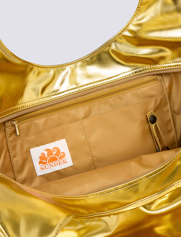 Borsa Shopper laminata con logo Sundek AW417ABPU7LA Gold