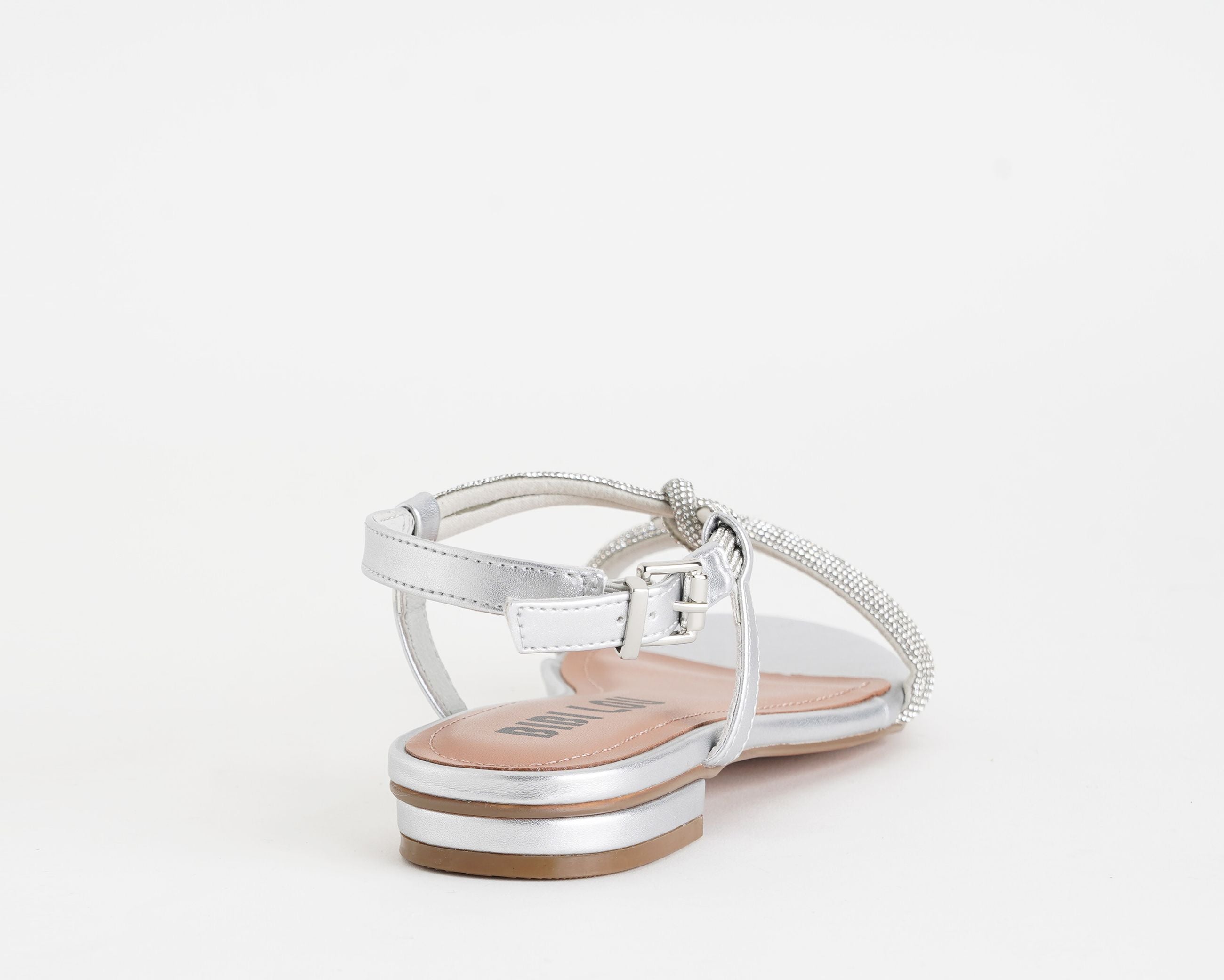 Sandalo basso Bibi Lou Myna 956Z00HG da donna, tomaia in tessuto con strass e similpelle argento