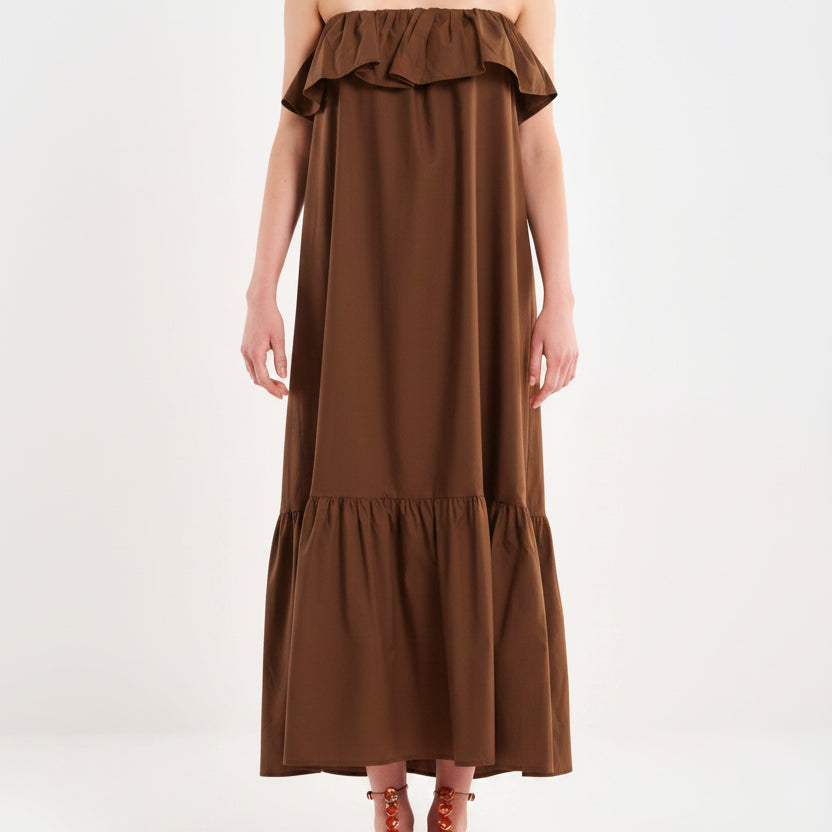 Abito con volant Vicolo TAB2977 Fondente Donna