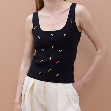Top in tricot con gioielli Lola Casademunt MS2615001 Nero Donna