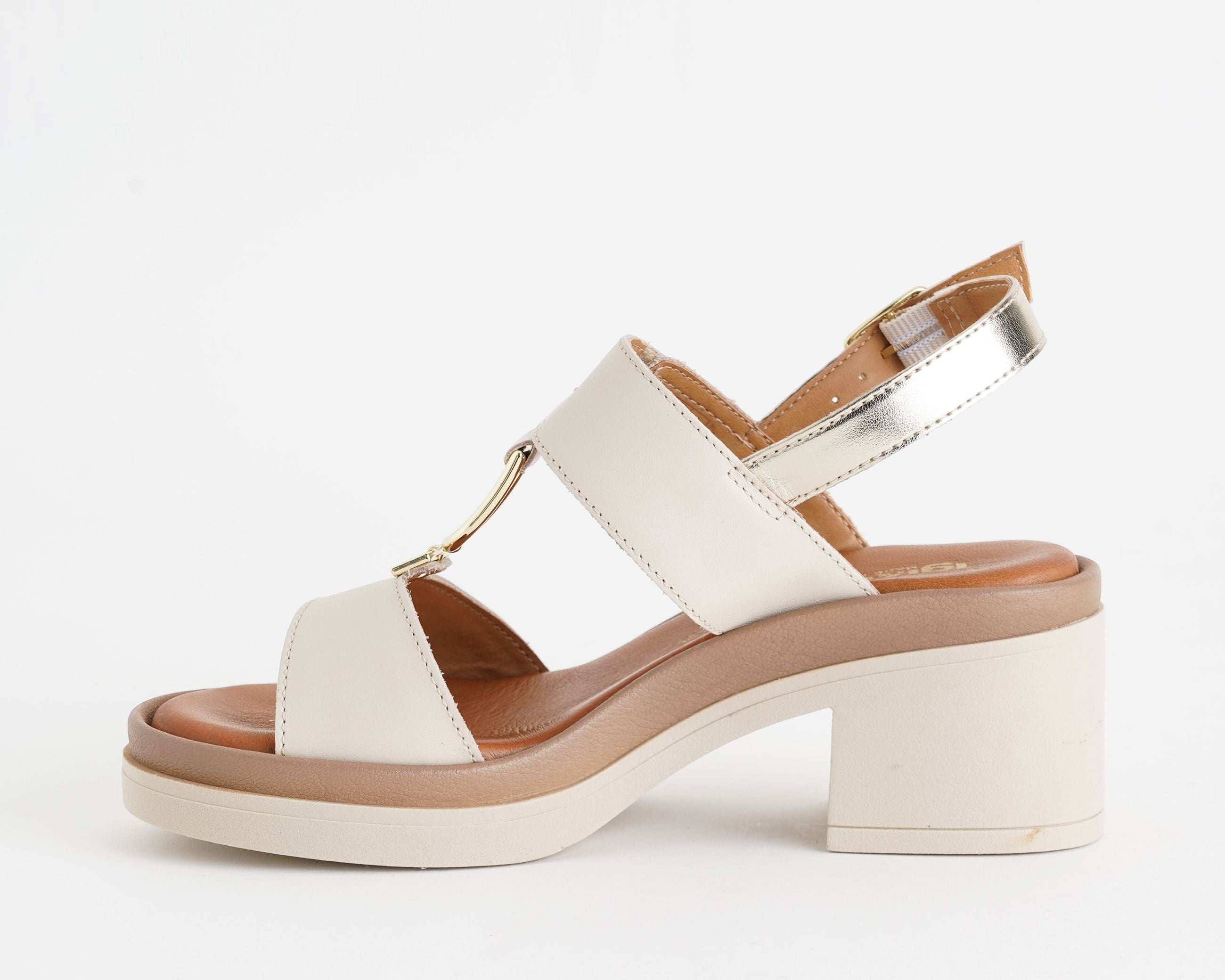 Sandali con tacco IGI&CO 1193422 burro platino da donna, tomaia in pelle e similpelle, tacco 65 mm