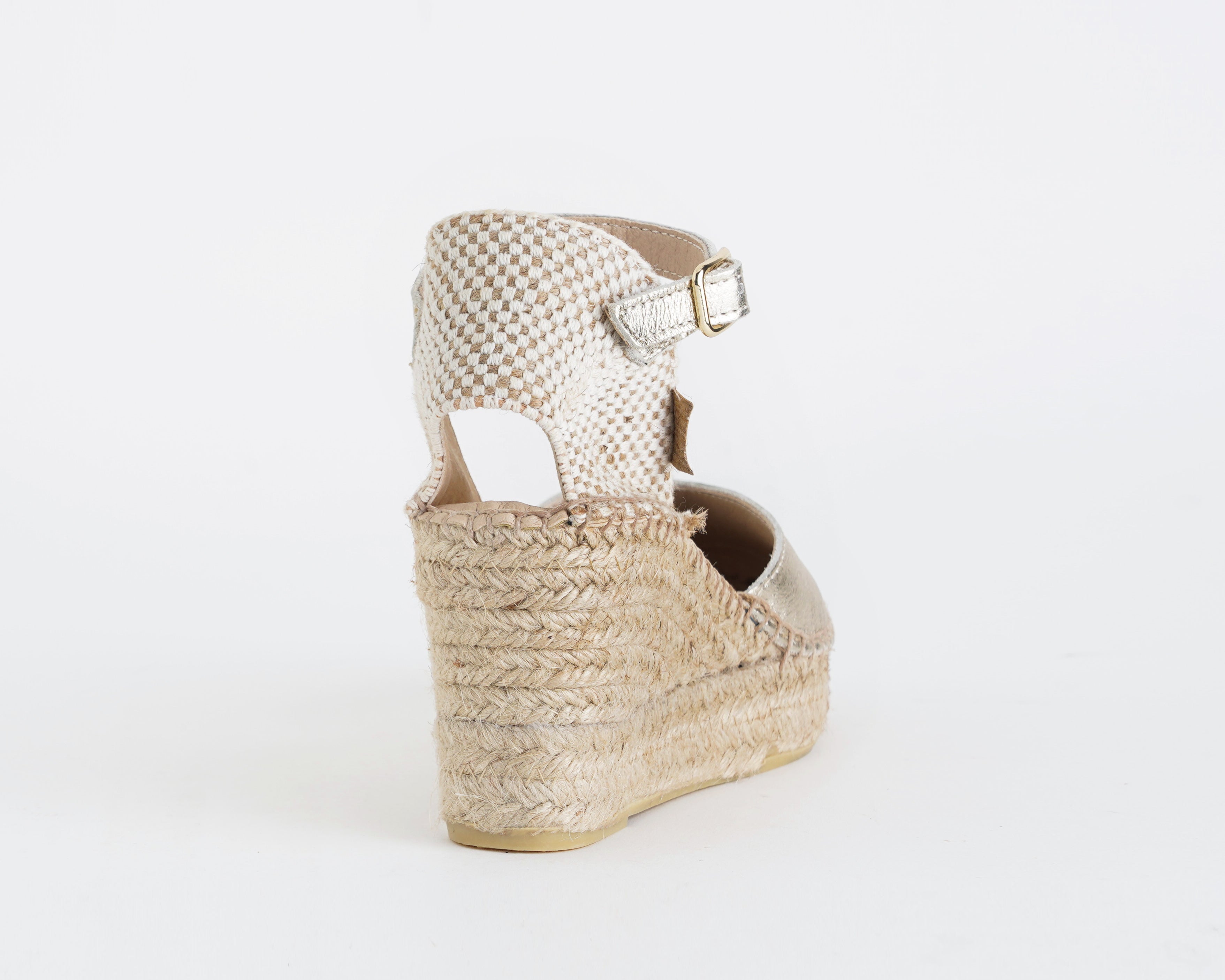 VIDORRETA Espadrillas 0313N nappa metallizzata platino zeppa donna - art. 0313N