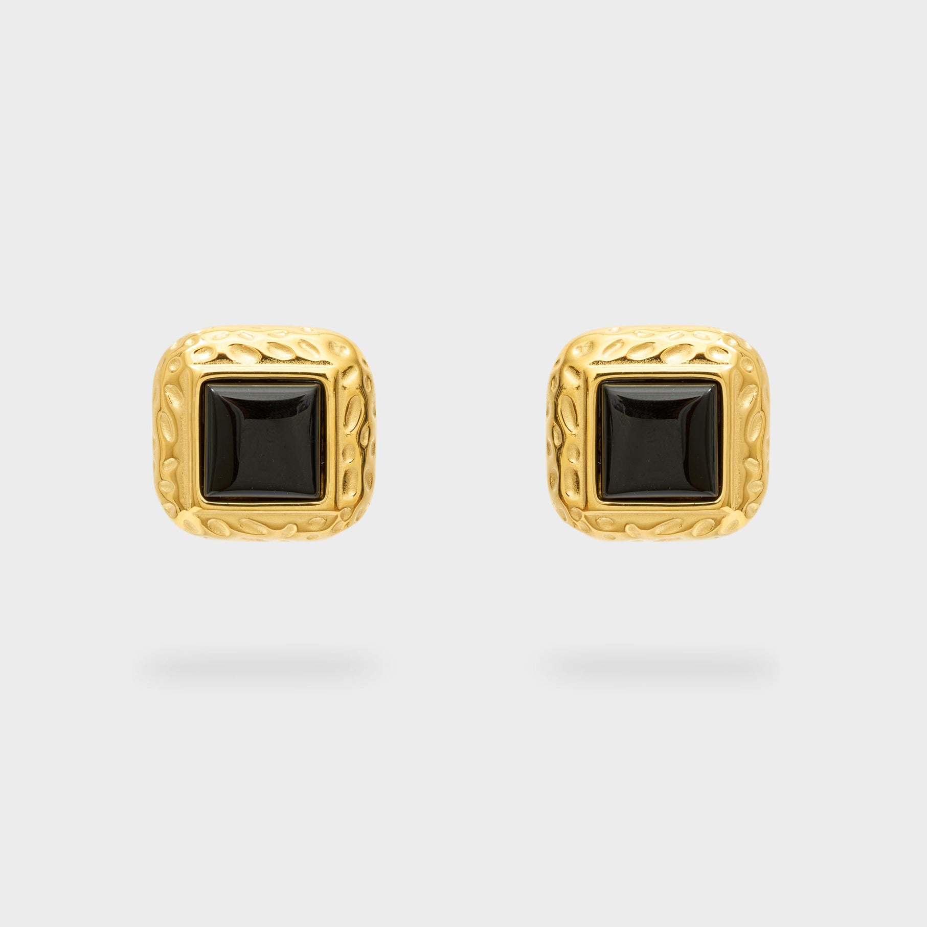 Orecchini Squadrati Con Pietra Nali' PWOR0010 Nero/Oro Donna