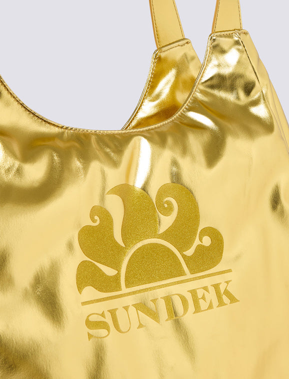 Borsa Shopper laminata con logo Sundek AW417ABPU7LA Gold