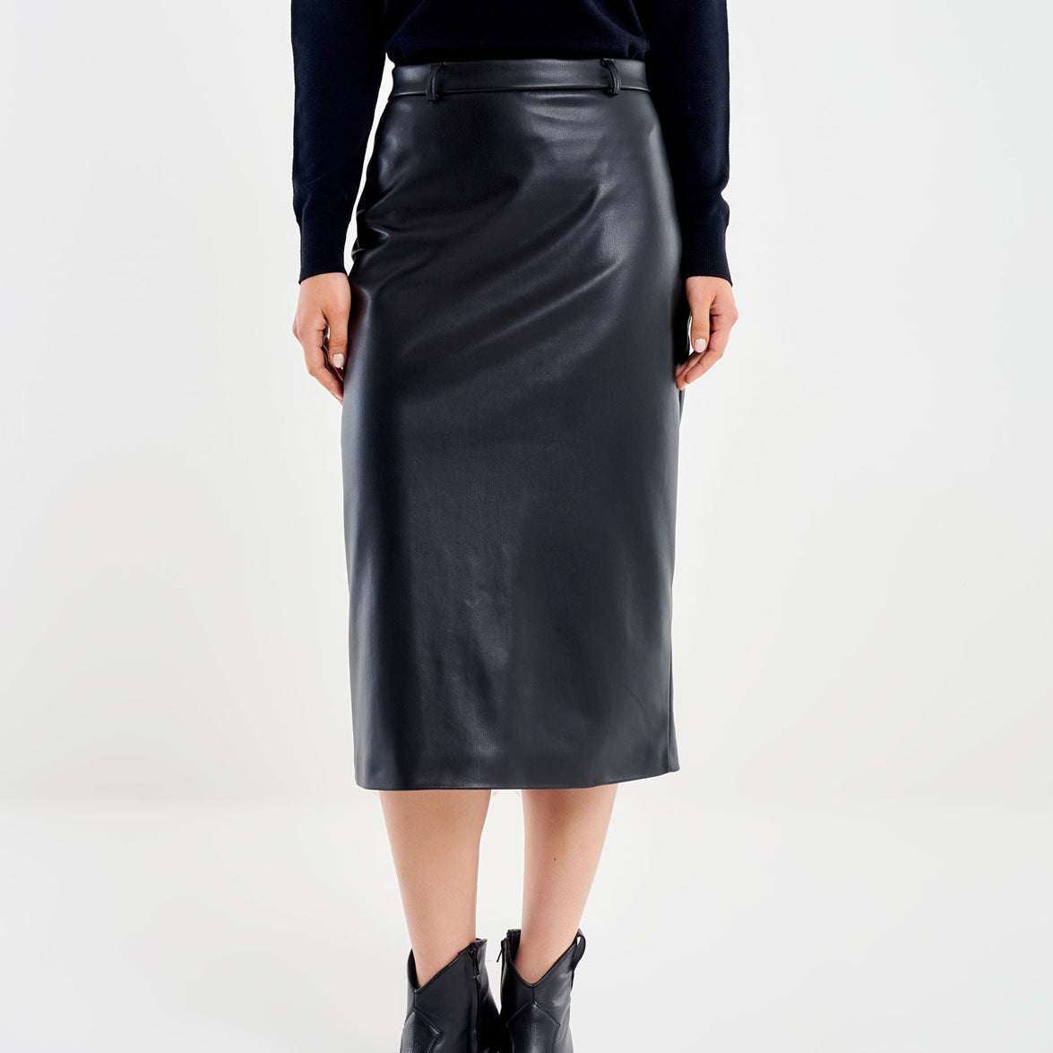 Gonna midi a vita alta VICOLO TF1621 Nero Donna