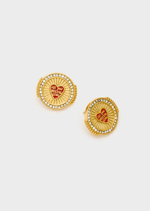 Orecchini Nalì a lobo con cuore PWOR0033 Rosso/Oro