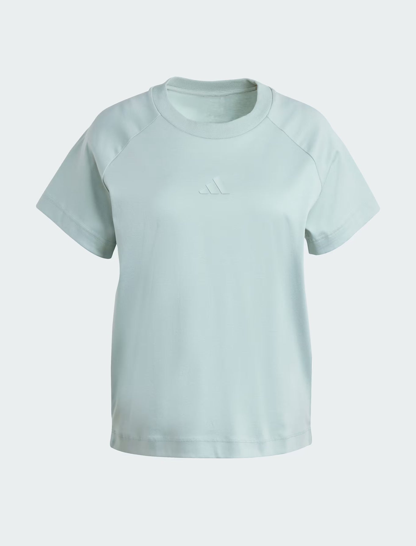 Adidas Soft Lux Tee KC9820 t-shirt donna verde wonder sage, tessuto effetto pesca con modal, manica raglan e logo 3 Bar
