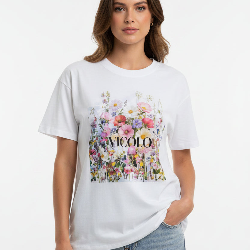 T-shirt donna VICOLO RAB0326 Bianco