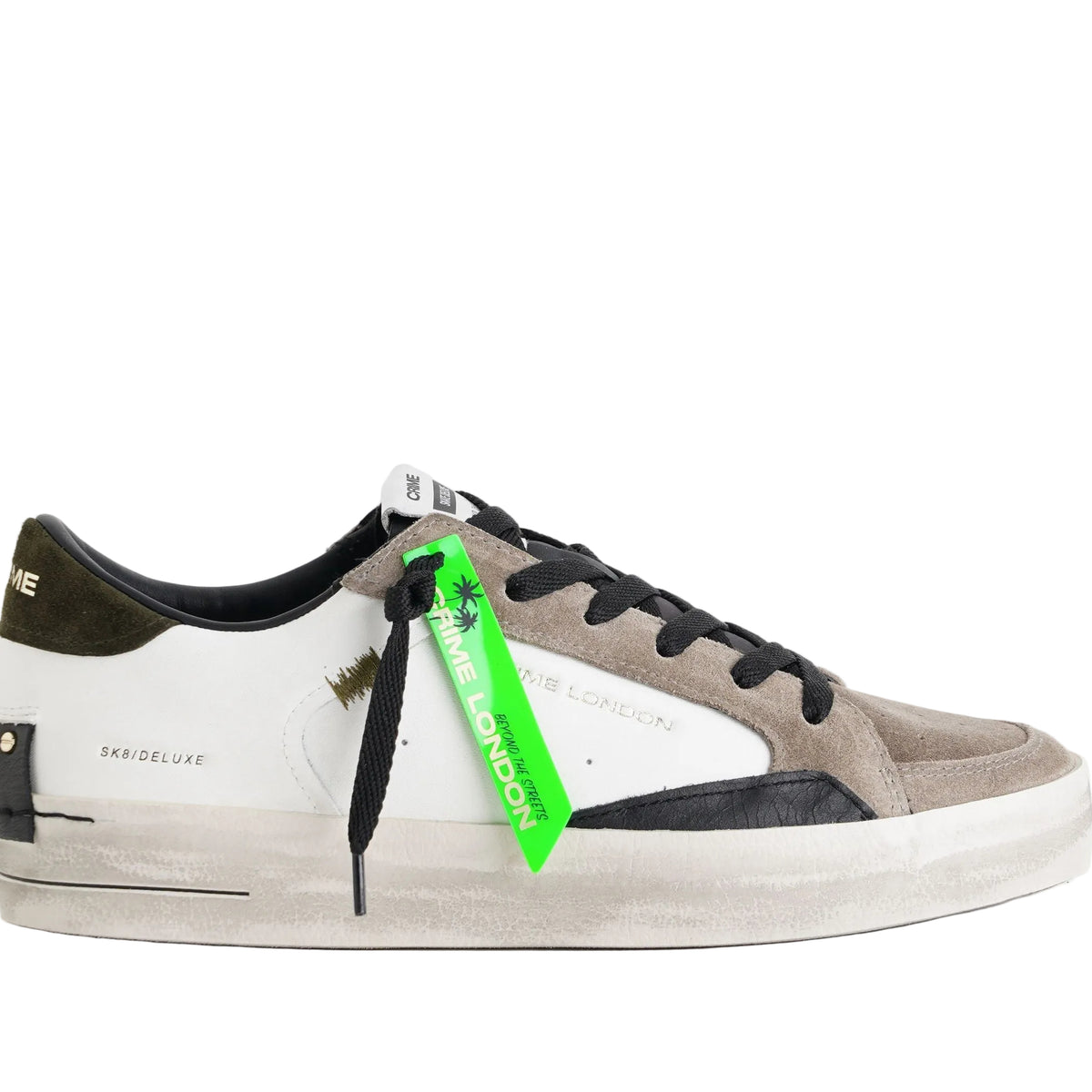 Sneakers Crime London Green Army 10105AA9 White Uomo
