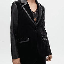 Blazer in similpelle e velluto LOLA CASADEMUNT LF2502004 Nero Donna