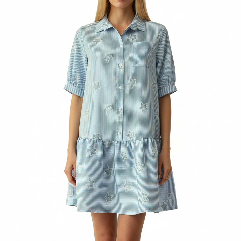 Abito Vicolo TAB2776 Azzurro/Bianco Donna