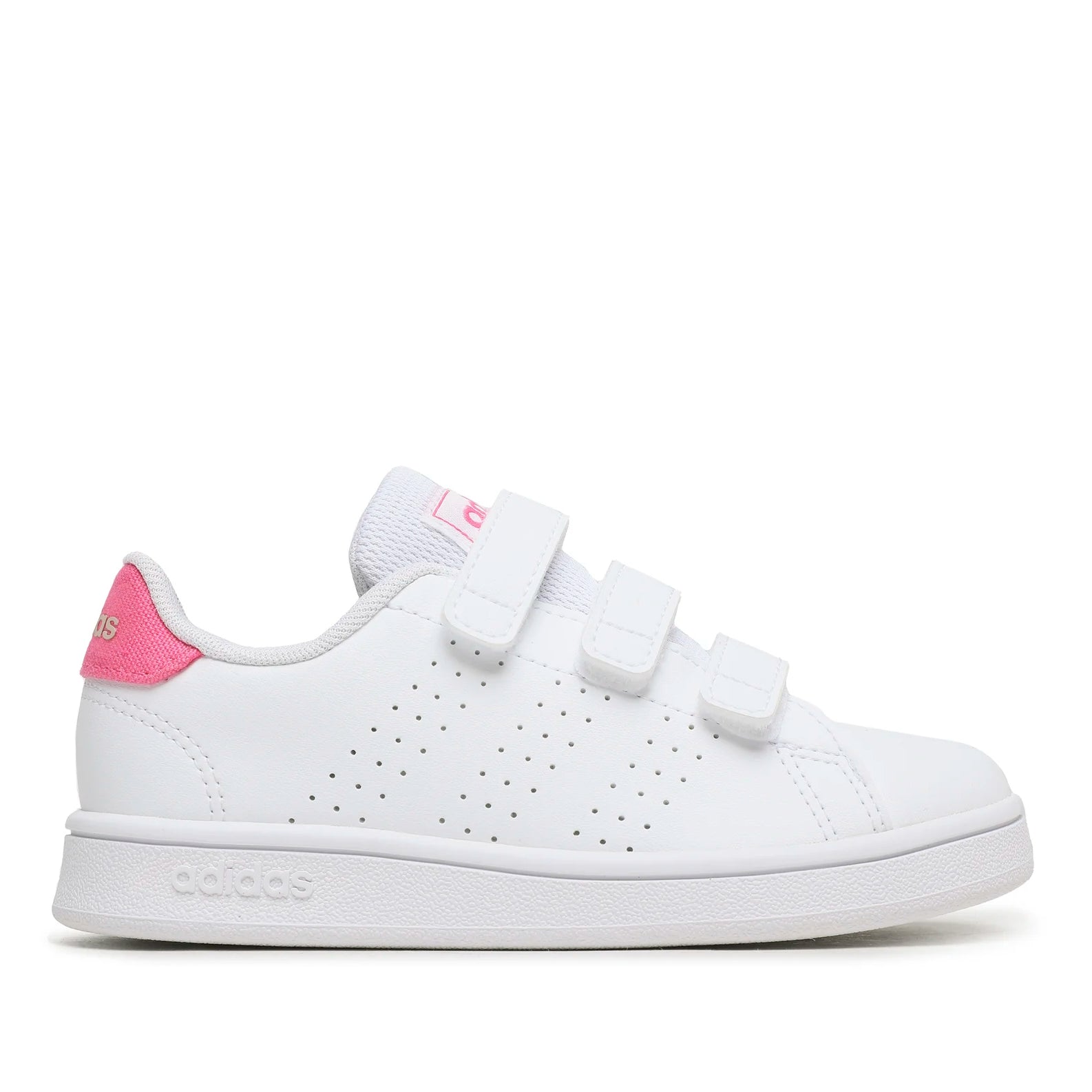 Sneakers Adidas Advantage Lifestyle Court IG2521 bianche da bambina con chiusura a velcro