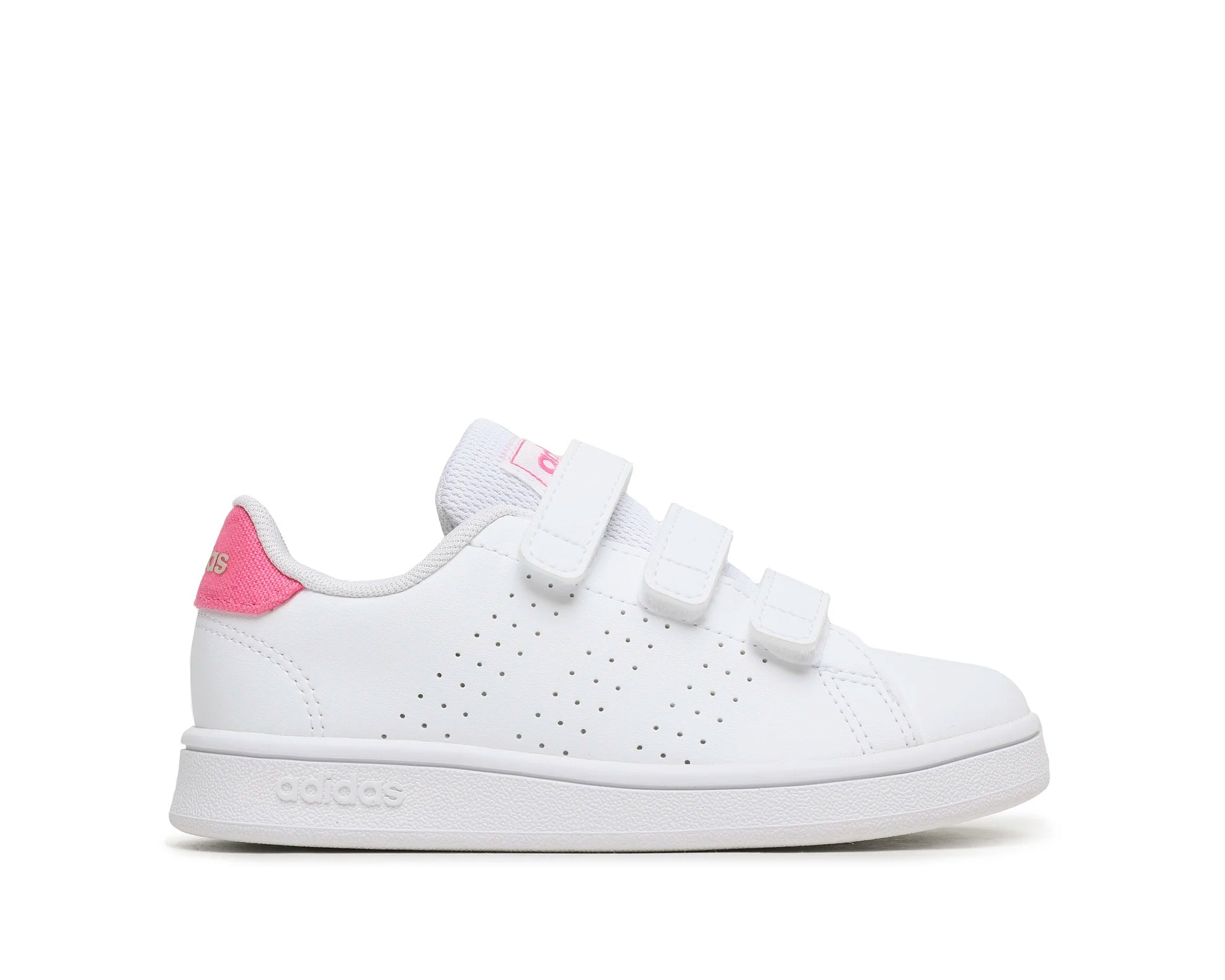 Sneakers Adidas Advantage Lifestyle Court IG2521 bianche da bambina con chiusura a velcro