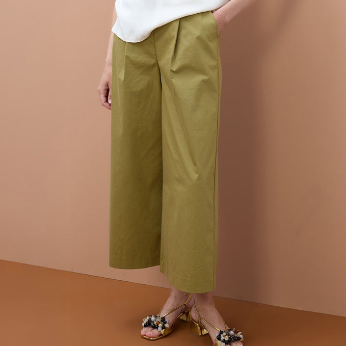 Pantaloni a pieghe dal taglio dritto Lola Casademunt MS2614020 Khaki Donna