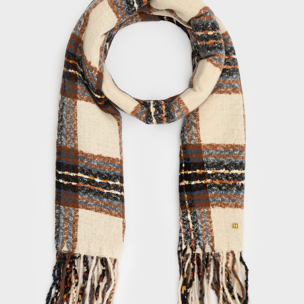 Sciarpa NALI' GREY CHECK LASC0310 Marrone/Panna Donna