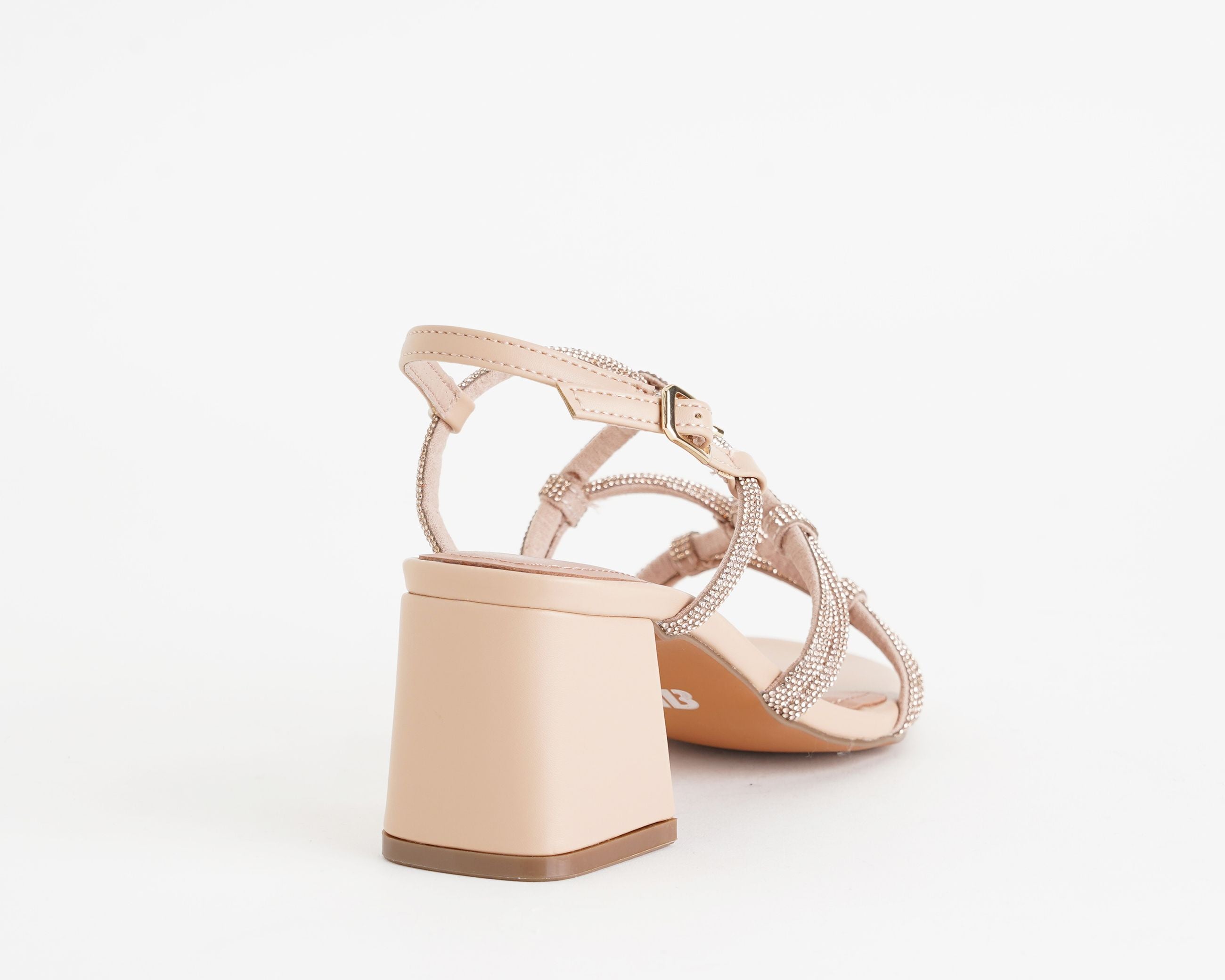 Sandalo con tacco Bibi Lou Quail 958Z00HG nude da donna, tomaia in tessuto con strass e similpelle