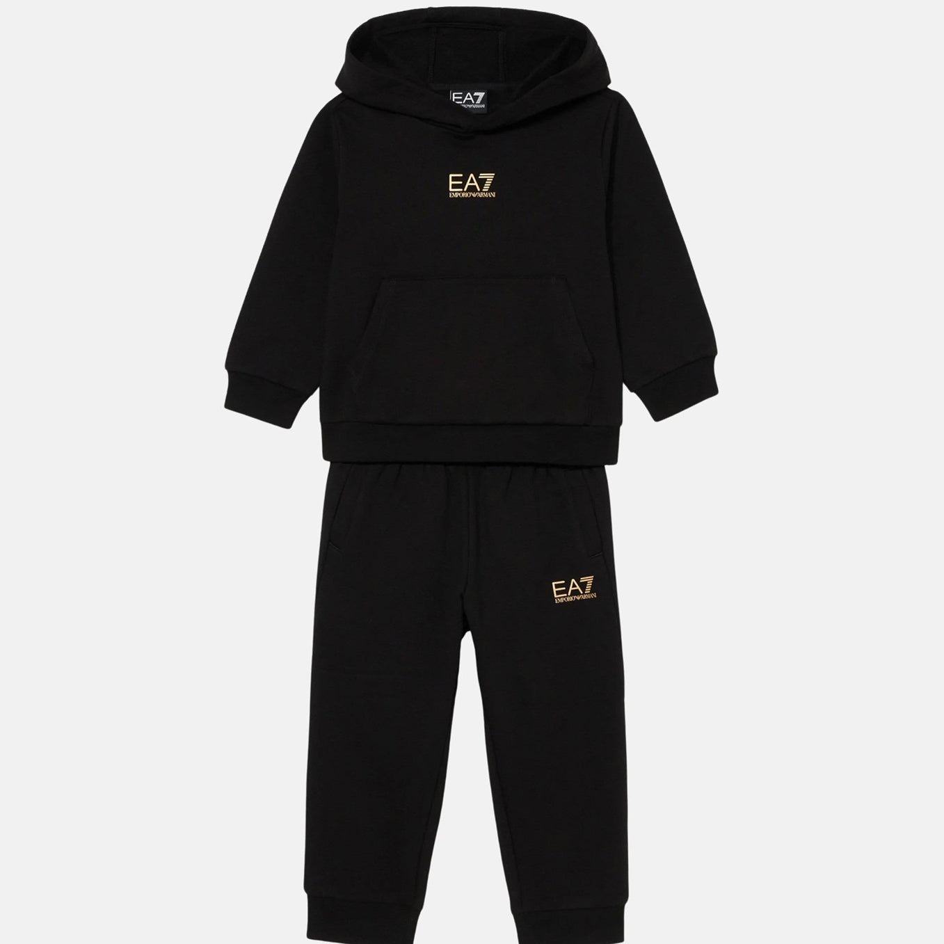 Tuta con stampa logo EA7 7B000164AF10368 Nero Bambino