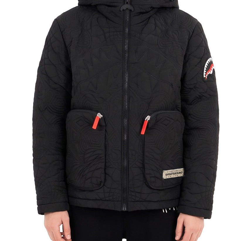 Piumino Sprayground Black Puffer Monogram SP983 Nero Uomo