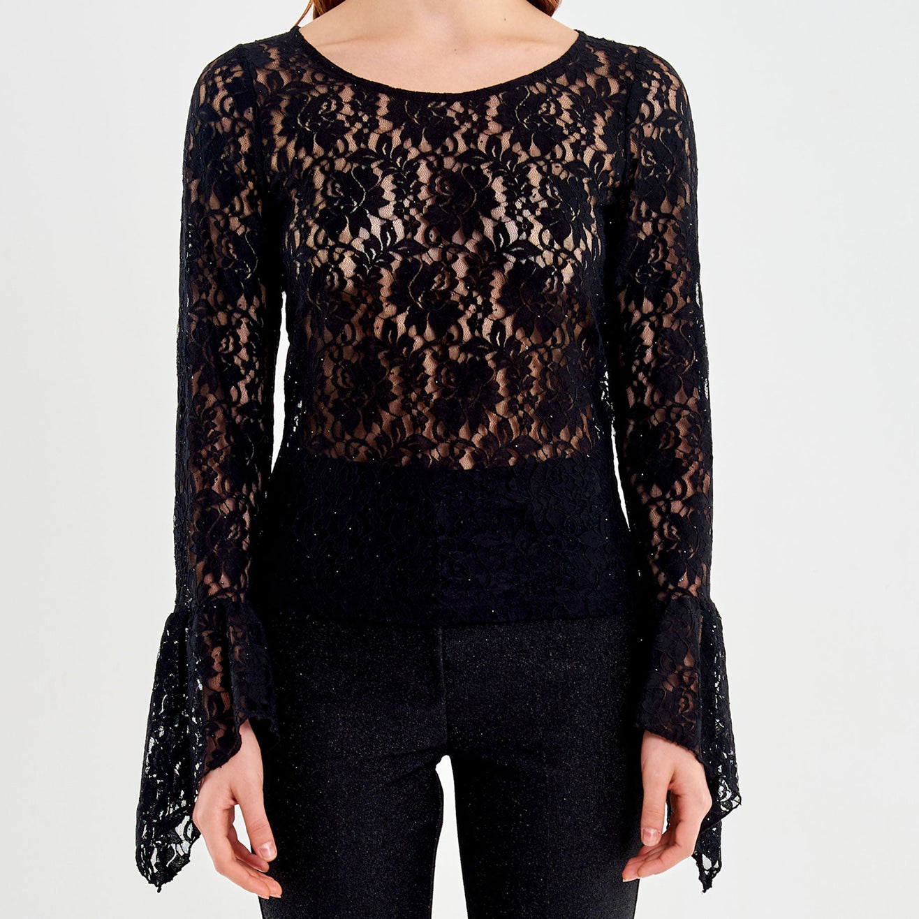 Maglia in pizzo VICOLO TF1648 Nero Donna