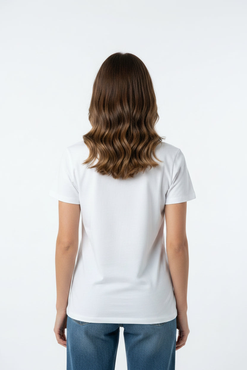 VICOLO RAB0278 t-shirt ricamo "C'è del Disagio" bianco rosa