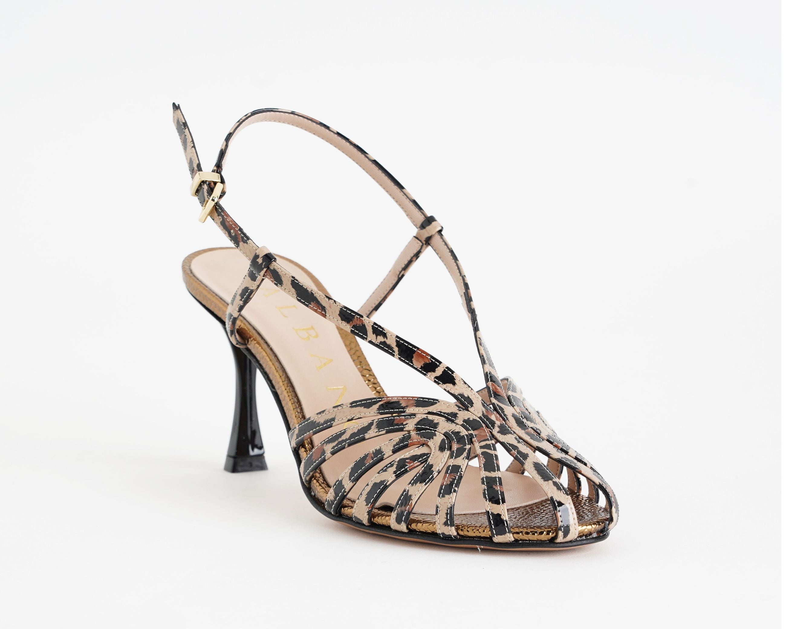Sandali con tacco Albano 5613 leopard da donna, tomaia in naplak fantasia leopard e cinturino regolabile, tacco 75 mm
