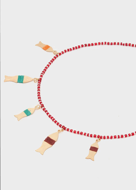Collana Nalì Sea con Perline e Pendenti KACL0028 Rosso