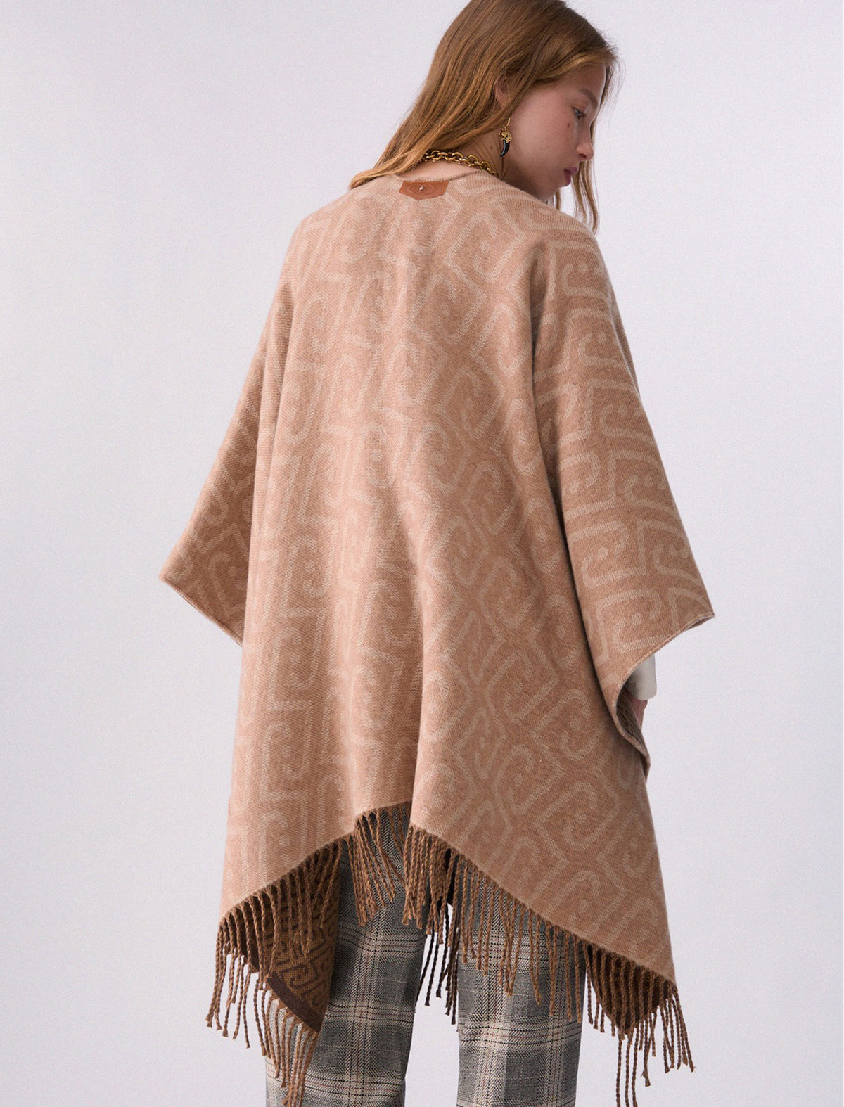 Poncho Liu Jo Double New Logo Chain 2F6039 T2742 Cammello