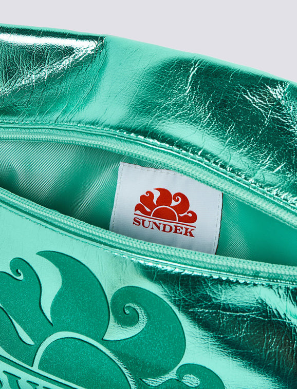 Clutch laminata con logo Sundek AW416ABPU7LA Blu Island