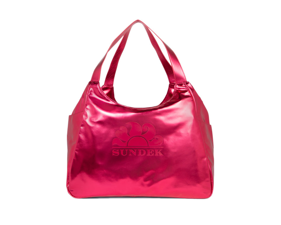 Borsa Shopper laminata con logo Sundek AW417ABPU7LA Pitaya