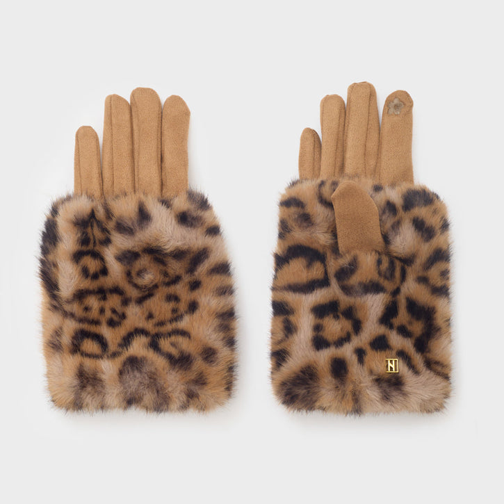 Guanti NALI' Leopard Eco Fur LAGU0027 Beige Donna