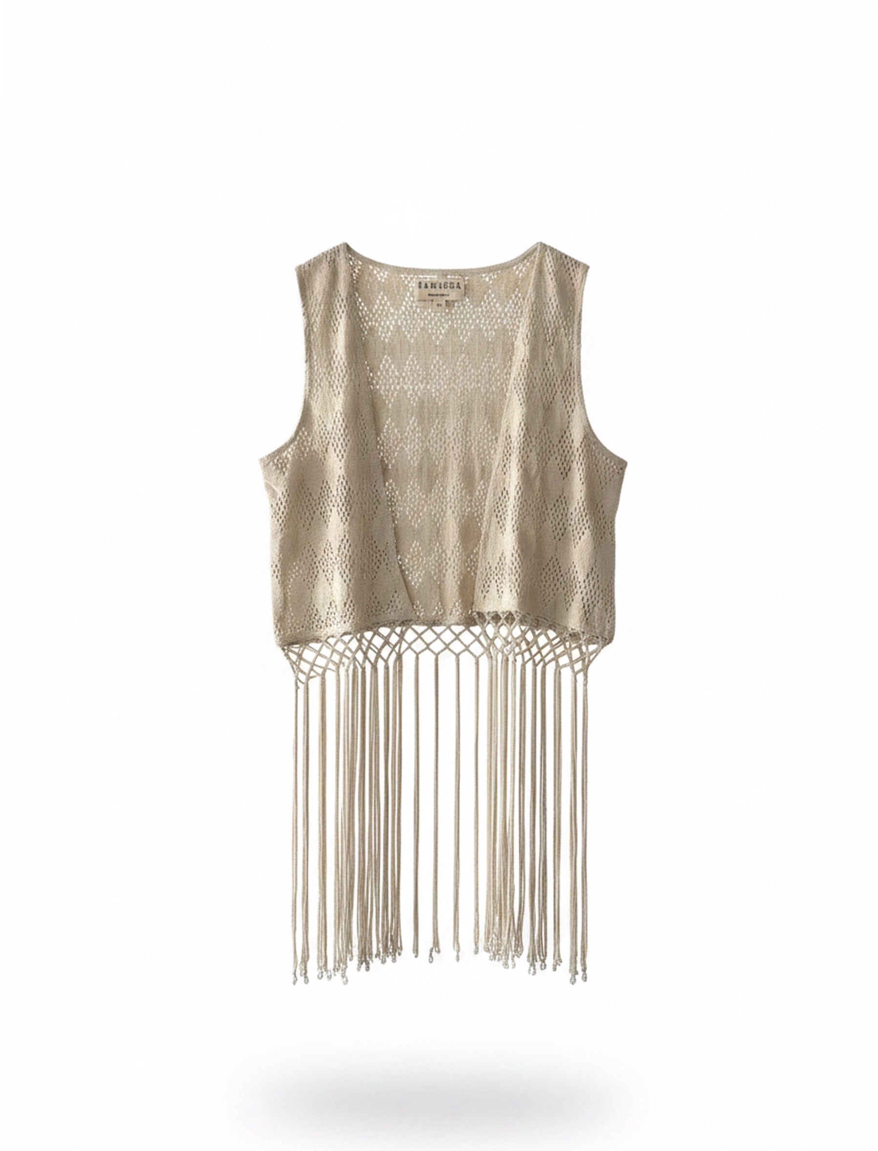 Gilet con frange Pahiesa KIG2610 Ecru