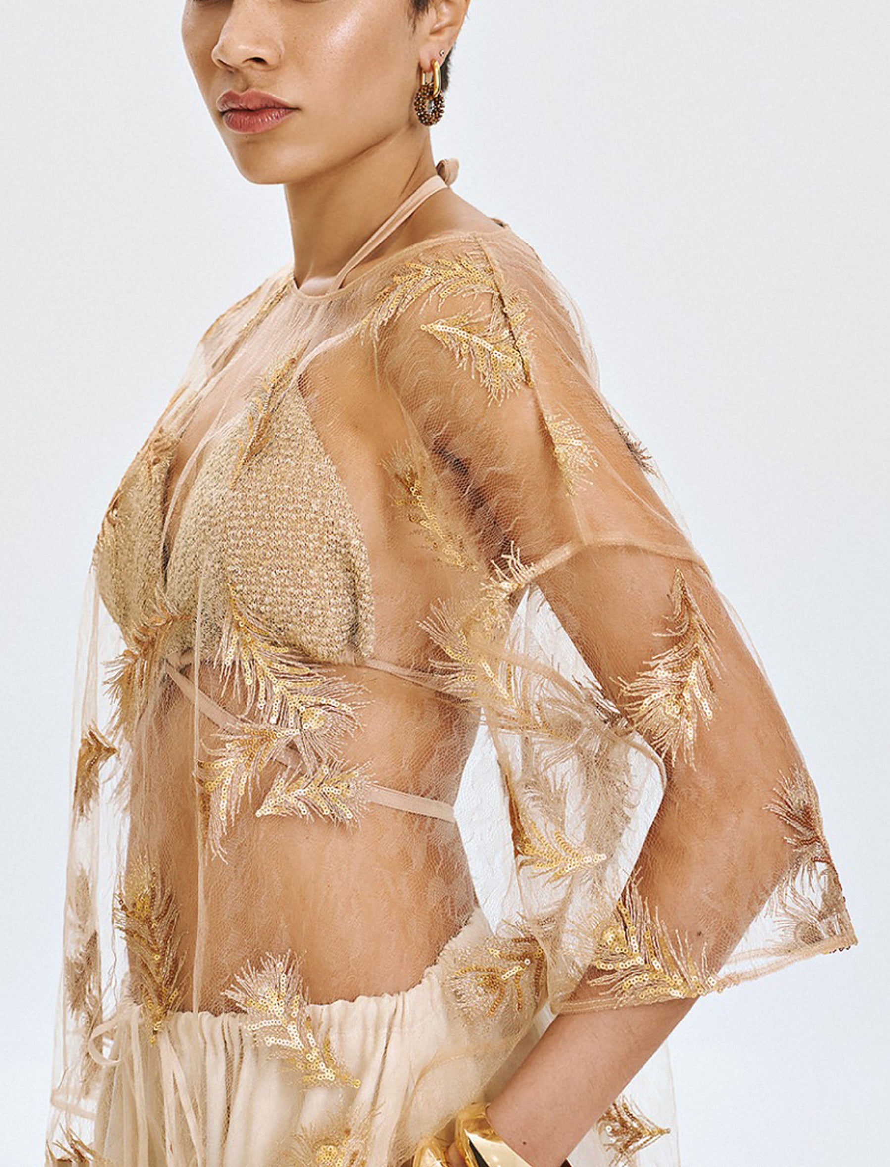 T-Shirt trasparente con paillettes Access Fahion 63-2017-354 Gold