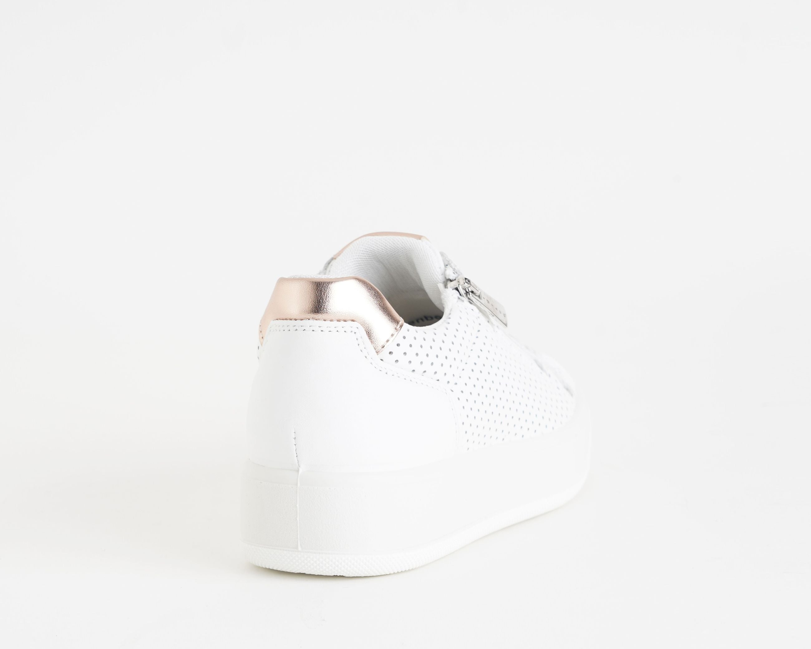 Sneakers con zeppa IGI&CO 1144511 bianco da donna, tomaia in nappa con lacci e zip, zeppa 35 mm