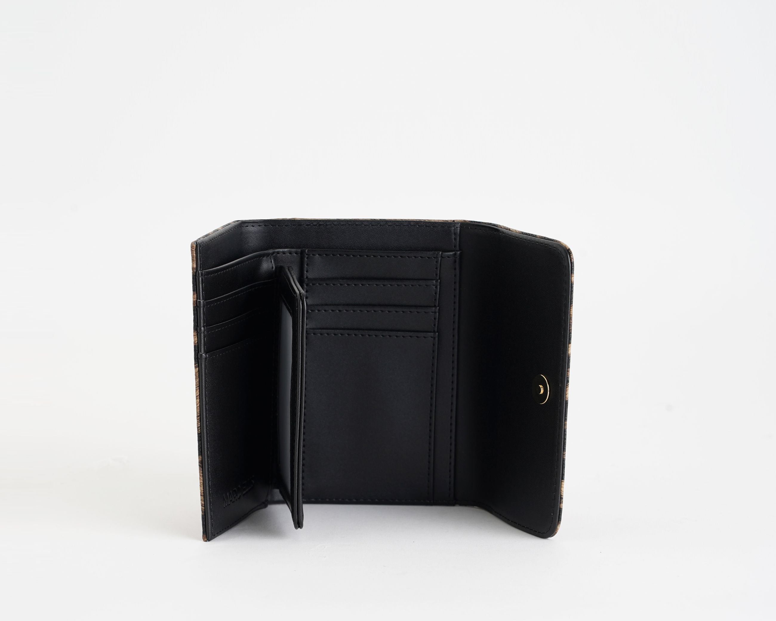Portafoglio Marc Ellis Bria Leo camel leo da donna in similpelle, chiusura clip, 10 slot portacarte, 10x14 cm