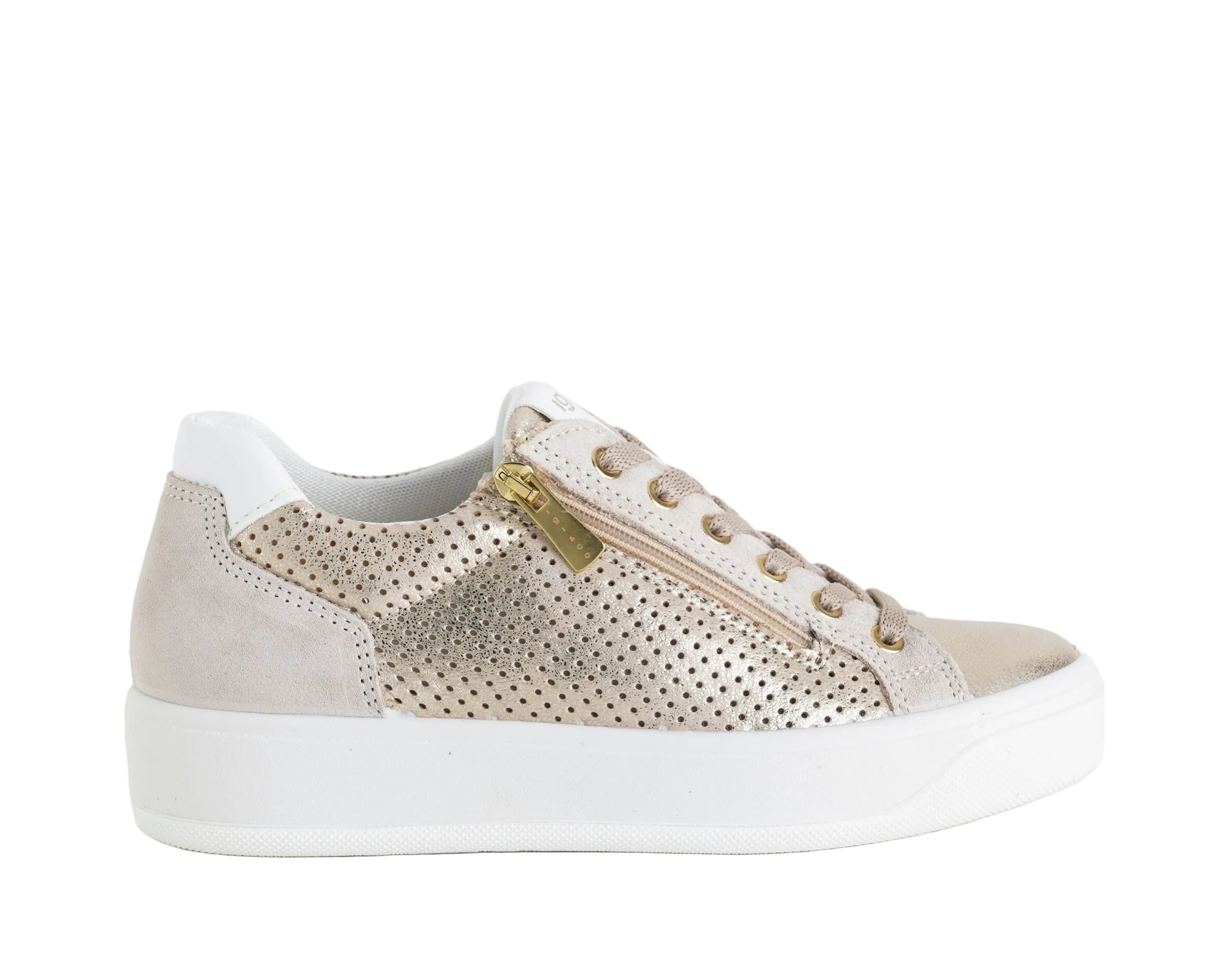 IGI&CO 1144544 sneakers donna pelle laminata scamosciata zip laterale colore Platino