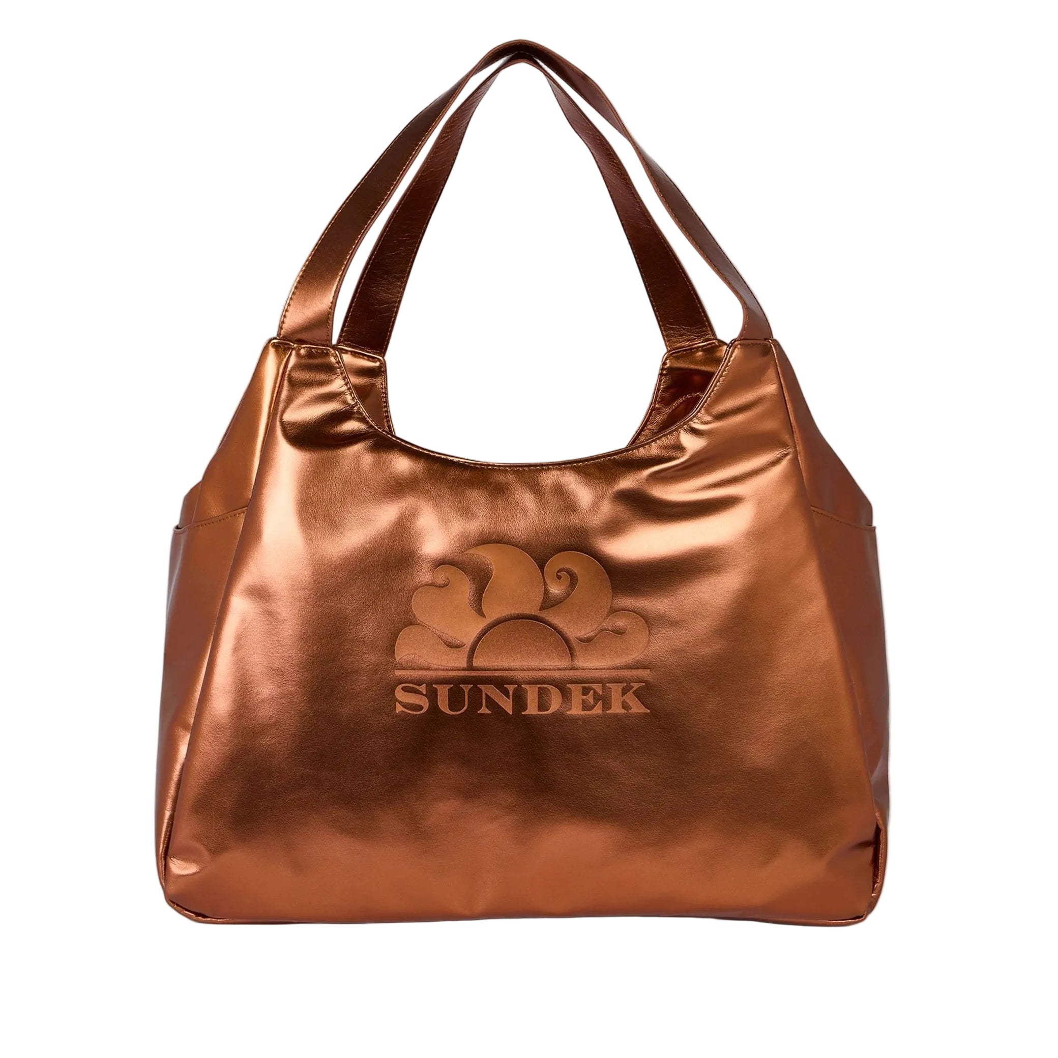 Borsa Shopper laminata con logo Sundek AW417ABPU7LA Coffee