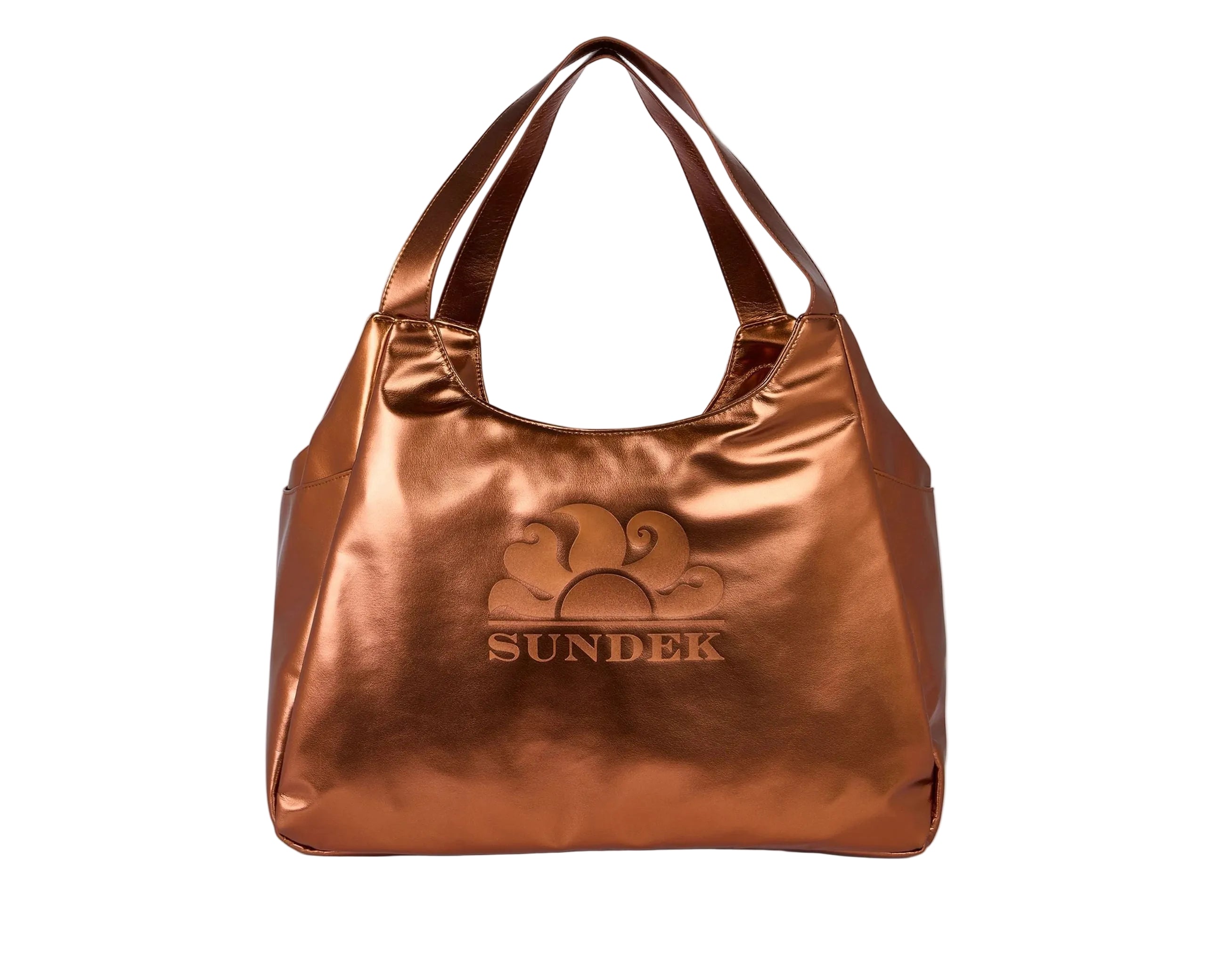 Borsa Shopper laminata con logo Sundek AW417ABPU7LA Coffee