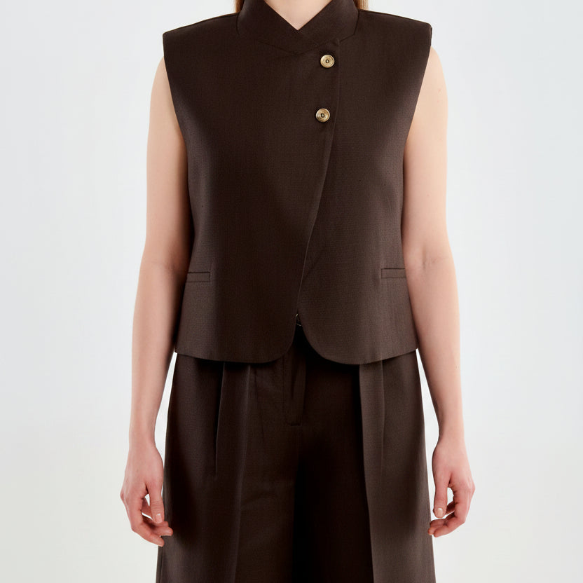 Gilet cropped Vicolo TAB2176 Moro Donna