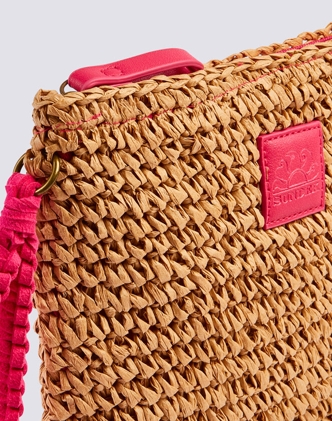 Mini Borsa in paper straw Sundek AW740ABPA100 Shocking Pink