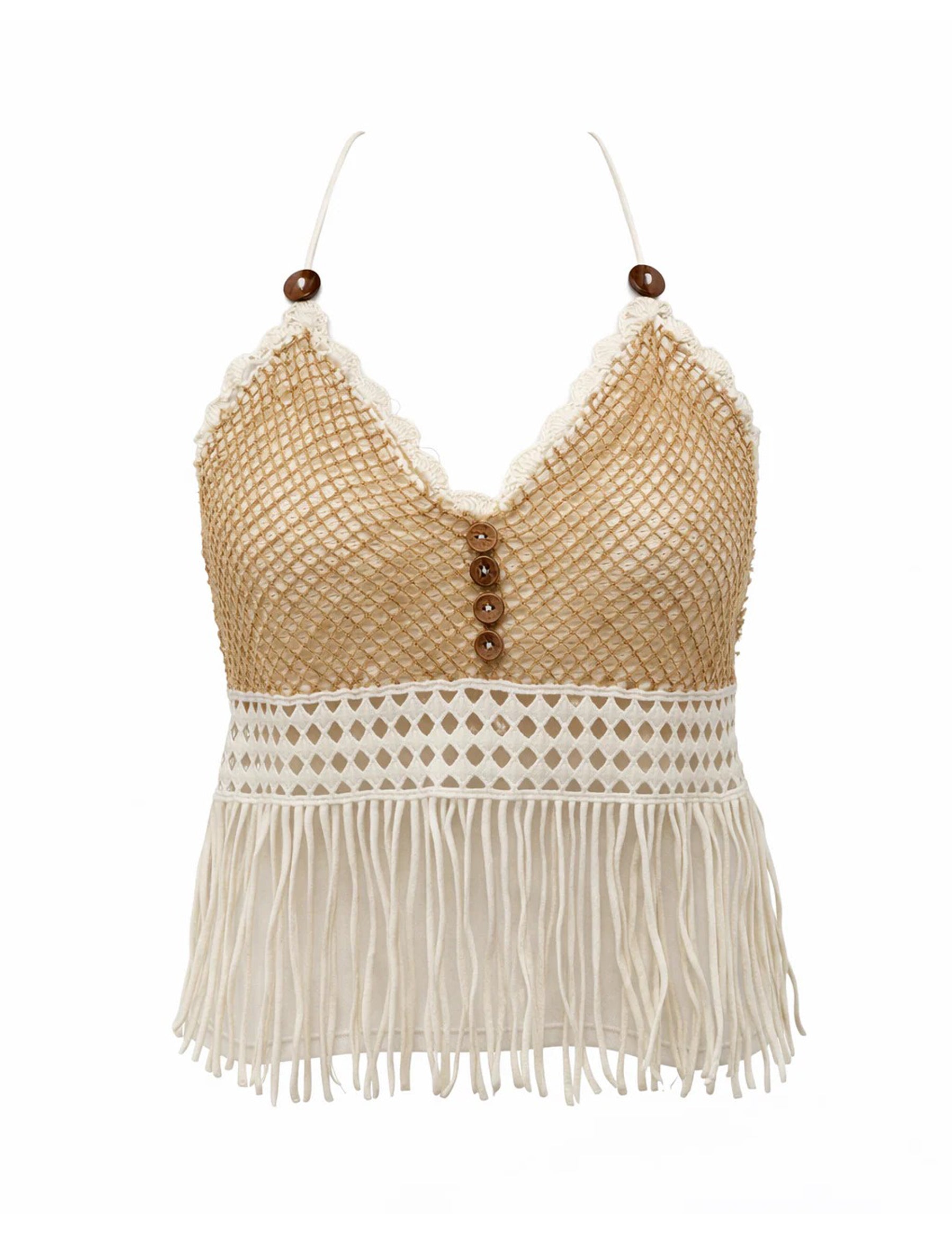 Top a bretelline Pahiesa TP427 White/Beige
