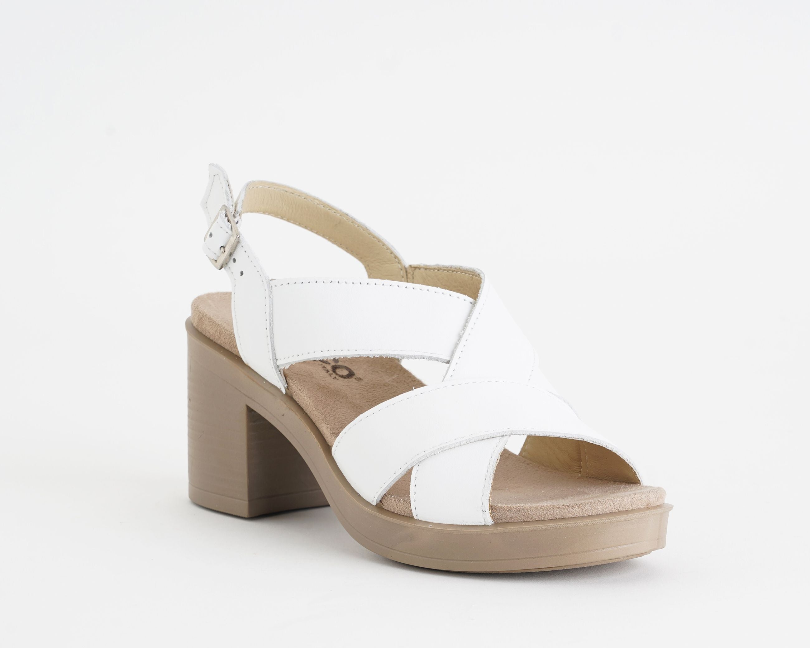 Sandalo con tacco IGI&CO 1171222 bianco da donna, tomaia in nappa e cinturino regolabile, tacco 70 mm