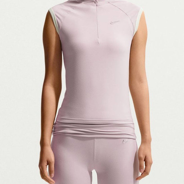 Top Aderente Nike IO4441-019 Donna Platinum Violet Zip 1/4 | Manfrellotti