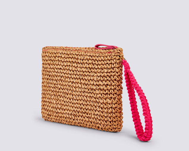 Mini Borsa in paper straw Sundek AW740ABPA100 Shocking Pink