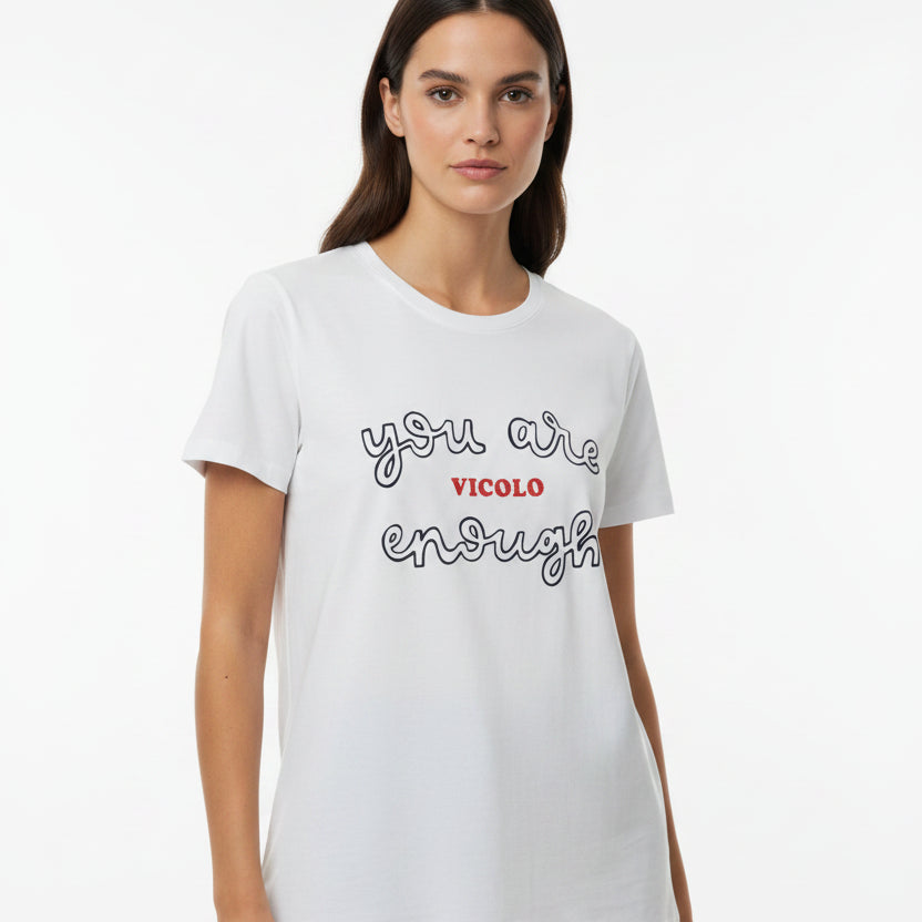 RAB0280 VICOLO T-shirt donna stampa YOU ARE VICOLO ENOUGH colore Bianco