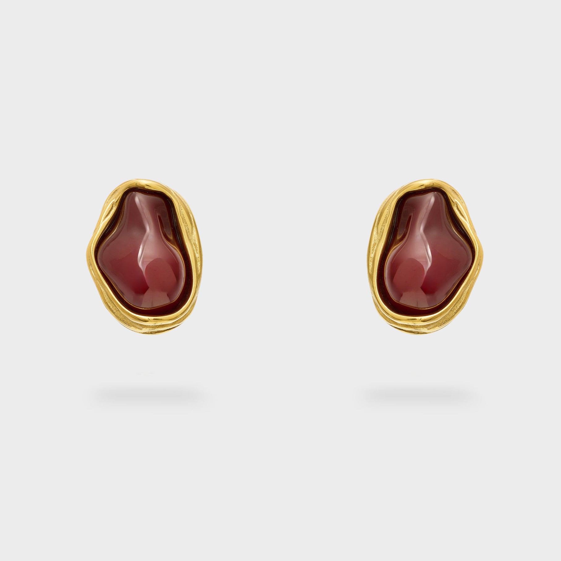 Orecchini Sinuosi Con Pietra Nali' PWOR0009 Rosso/Oro Donna