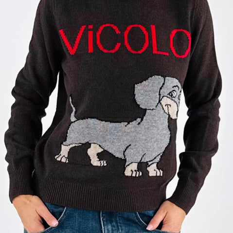 Maglioncino VICOLO con stampa bassotto 77178F Donna