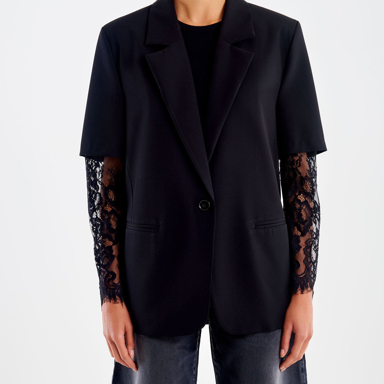 Blazer con maniche in pizzo VICOLO TF0617 Nero Donna