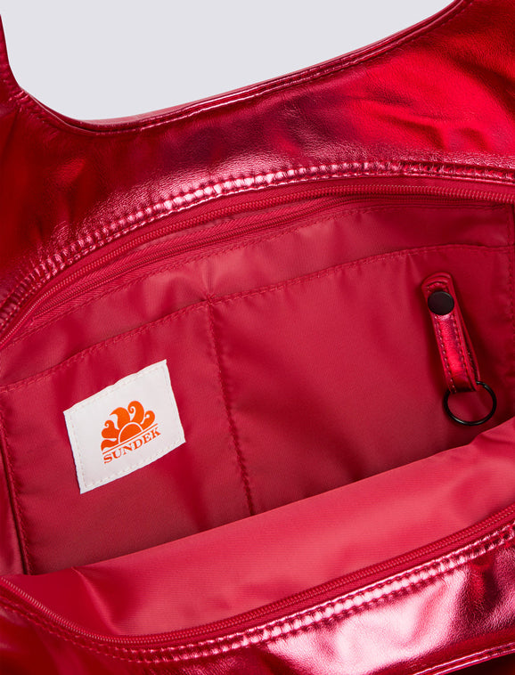 Borsa Shopper laminata con logo Sundek AW417ABPU7LA Pitaya