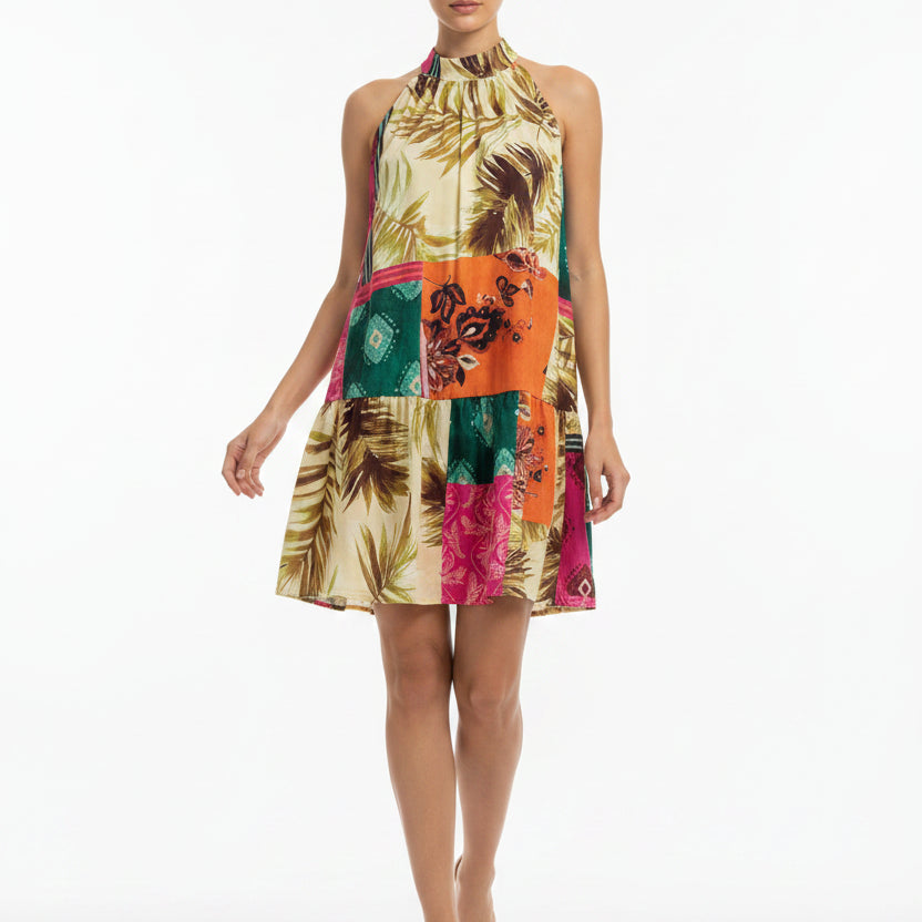 Abito Vicolo TAB3168 Giallo/Fuxia Donna